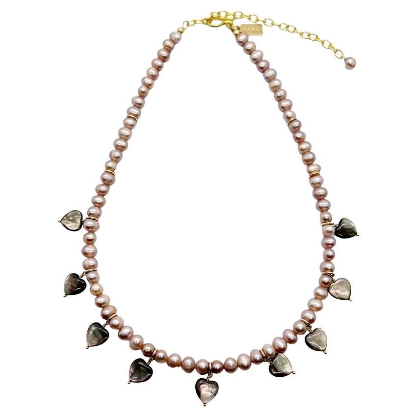 Tahiti-Muschel-Halskette mit lavendelfarbener Perlen