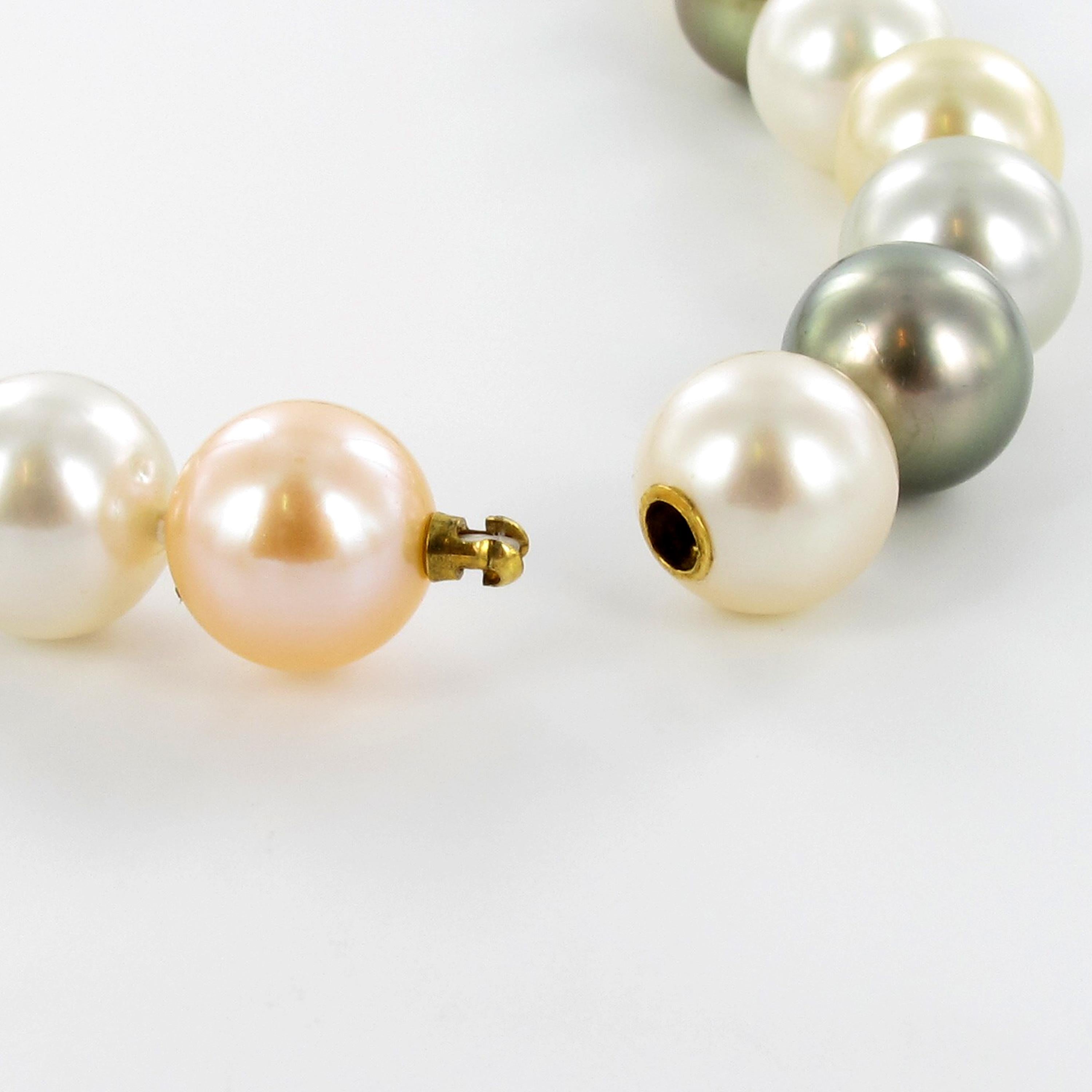 Tahitian, South Sea, and Freshwater Cultured Pearl Necklace In Excellent Condition For Sale In Lucerne, CH