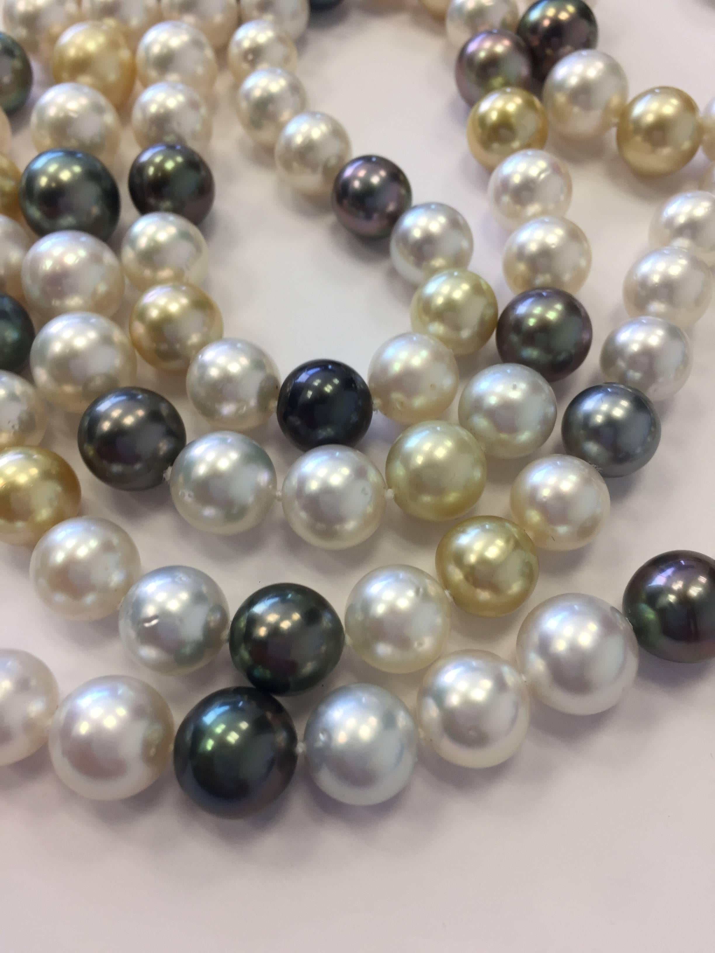 Women's or Men's Tahitian, South Sea, and Golden Pearl Necklace