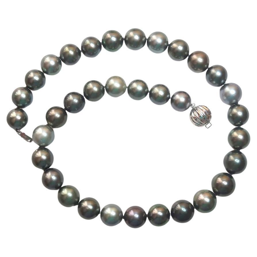 South Sea Tahitian Black Pearl Necklace with 14K White Gold Clasp