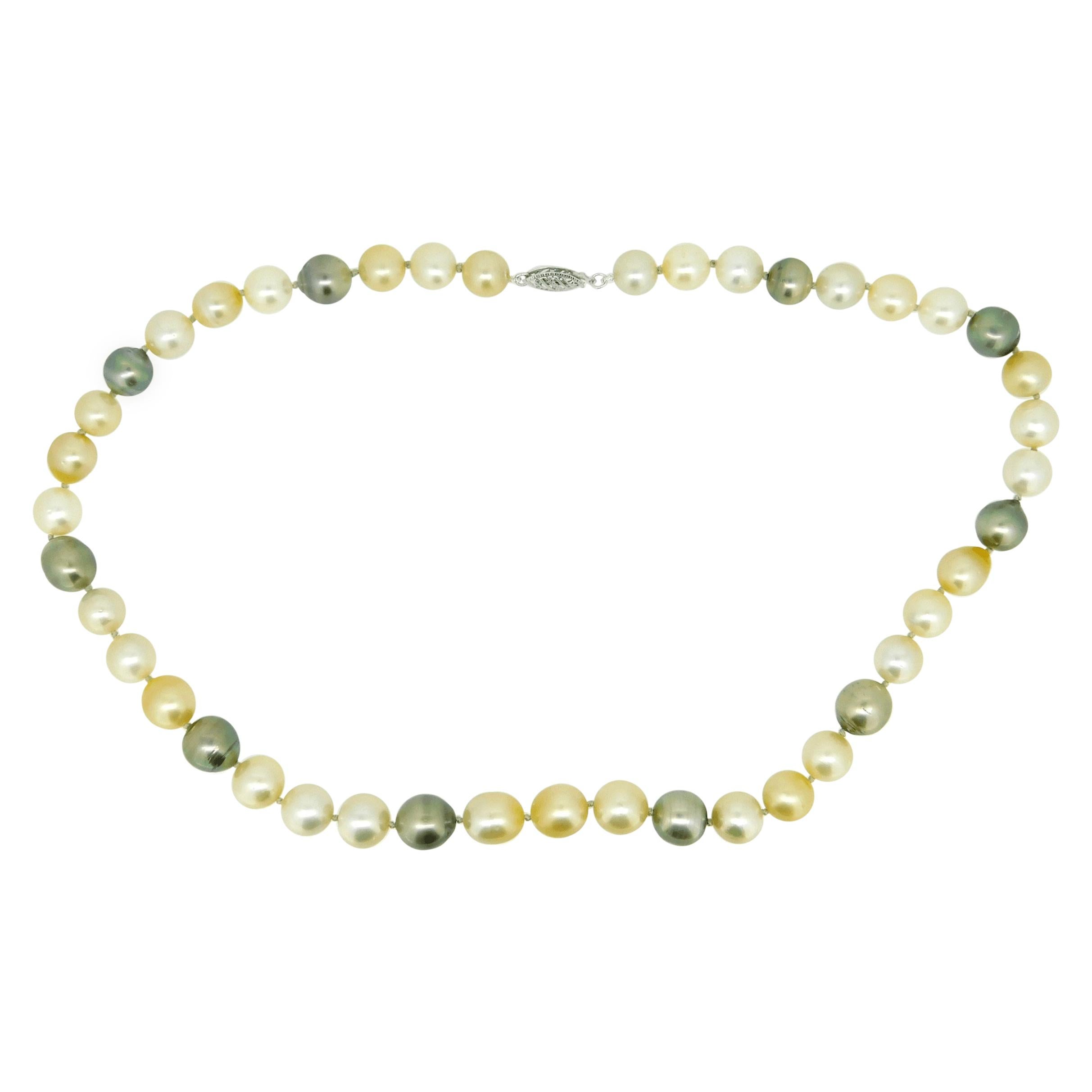 Tahiti-Südseeperlenkette mit mehrfarbigen Perlen '#J4414'