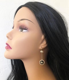 Tahitian South Sea Pearl and White Topaz Round Sterling Silver Drop Earrings