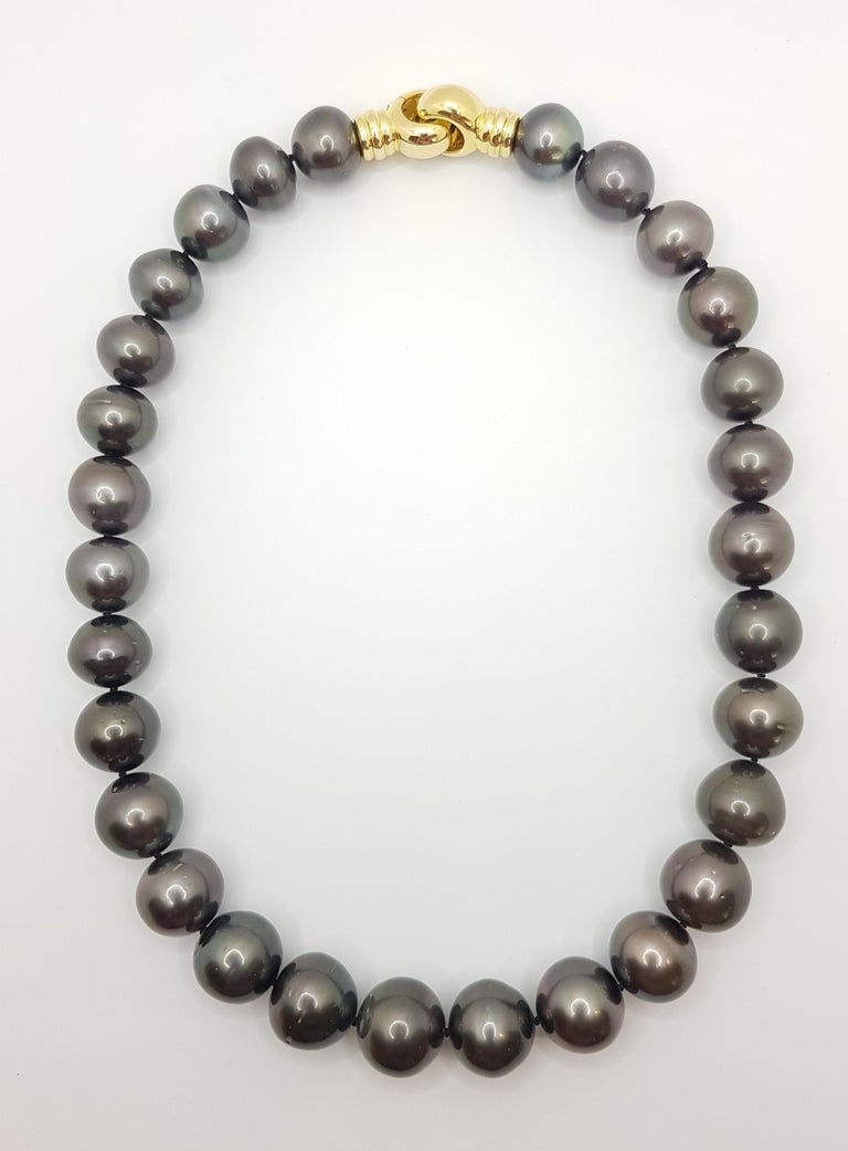 Collier Perles De Tahiti Grises - Fermoir Or 18 Carats - Longueur 48 Cm - Occasion Porté