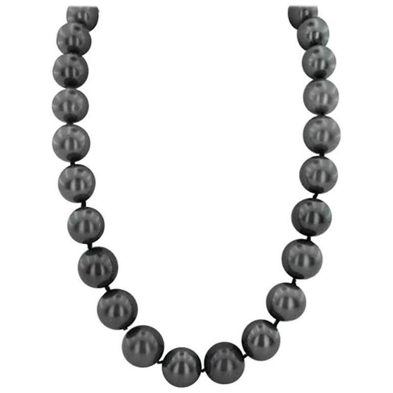 Modern Tahitian South Sea Pearl with Diamonds Necklace For Sale
