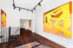 Embracing Yellow Nudes - bright colors, semiabstract painting by Tahnee Lonsdale