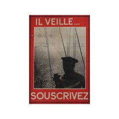 1940 Il Veille... Souscrivez Original French WWII Poster by Tahon