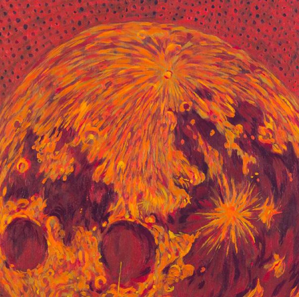 La Luna también arde por sí sola, One of a Kind  - Painting by Tahuanty Jacanamijoy