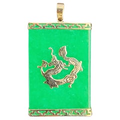 Tai Locket Jade Dragon Pendant with 14K Yellow Gold