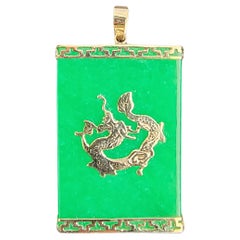 Tai Medaillon Jade Drachenanhänger mit 14K Gelbgold-Anhänger