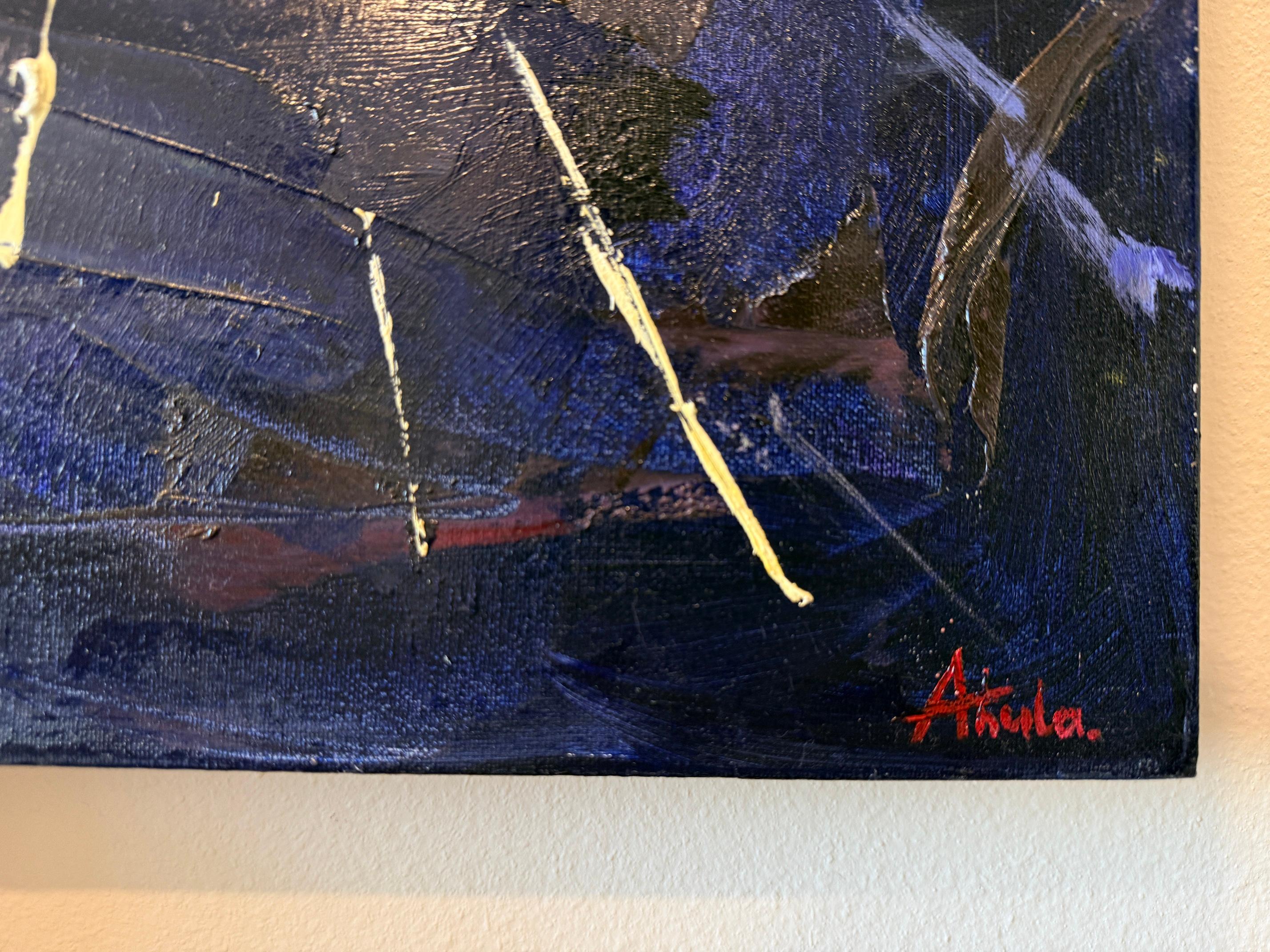 Impuls-Sturm
Ein Rausch von aufeinander prallenden Selbsten - Blitze, Ausbrüche und Echos. Kein Chaos, sondern ein Rhythmus. Ein Sturm, den ich brauchte, um mich lebendig zu fühlen.

Dieses Gemälde ist Teil der MIGHT SWIM-Serie und war im Mai 2025