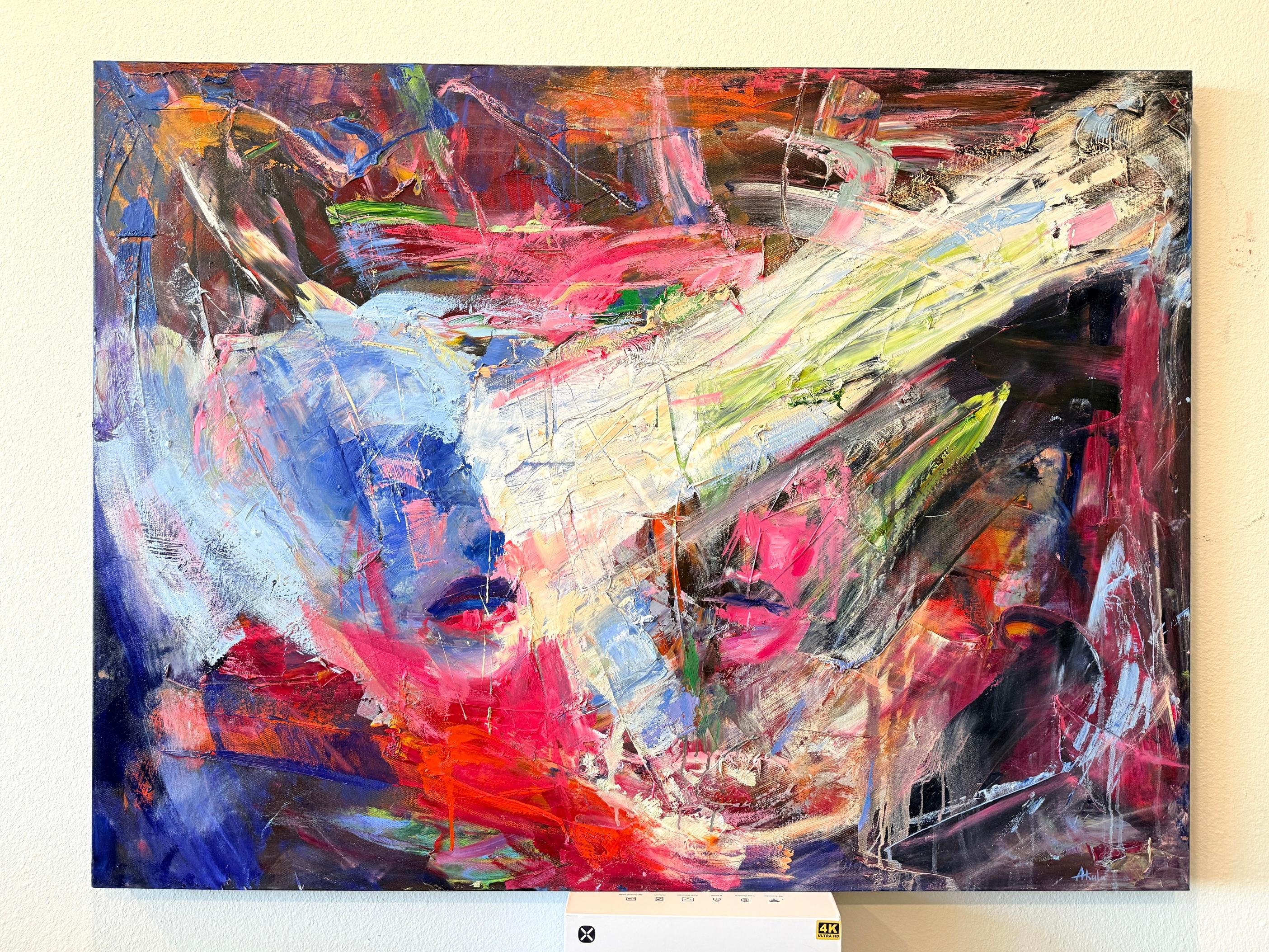 Wen verstecken wir im Inneren? (Grau), Abstract Painting, von Taia Akulova 