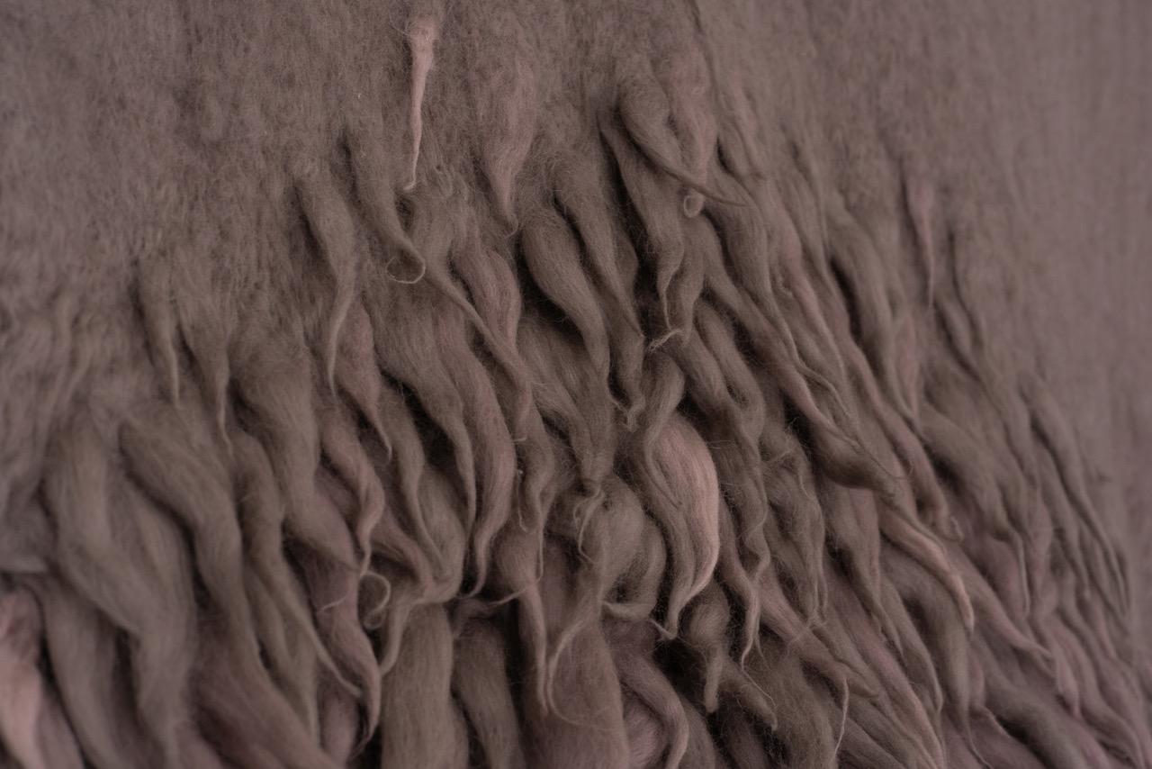Inspired by ancient felting techniques, Taiana creates timeless and unique pieces of fiber art for contemporary interiors. This hand-crafted artwork is 100% Merino Wool  The tapestry is  meticulously layered and sculpted using merino wool and