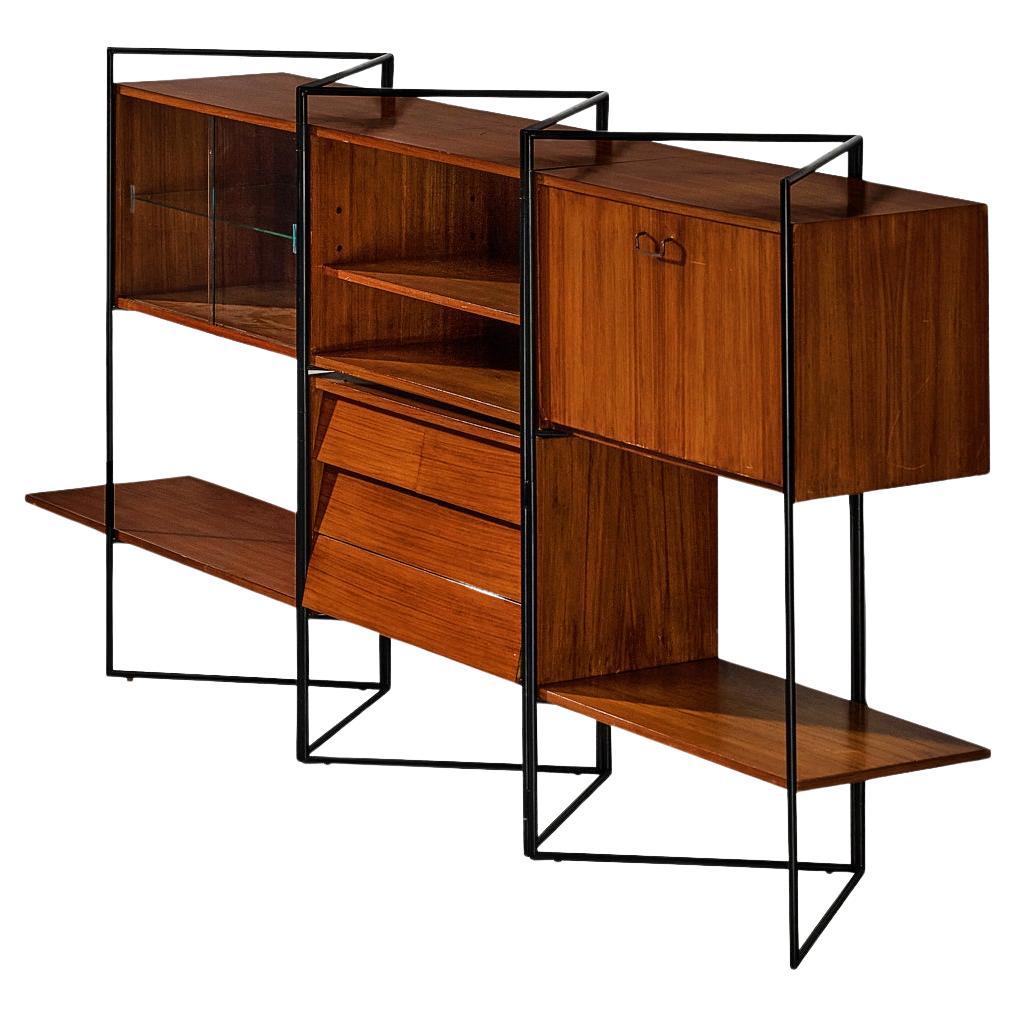 Taichiro Nakai for La Permanente Mobili Adjustable Wall Cabinet in Teak  For Sale