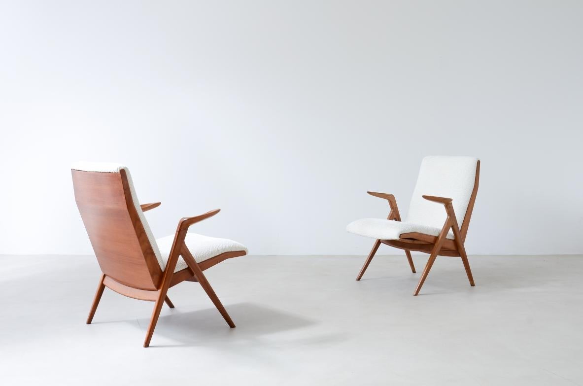 Mid-Century Modern Taichiro Nakai Rare pair of armchairs in cherry wood For Sale