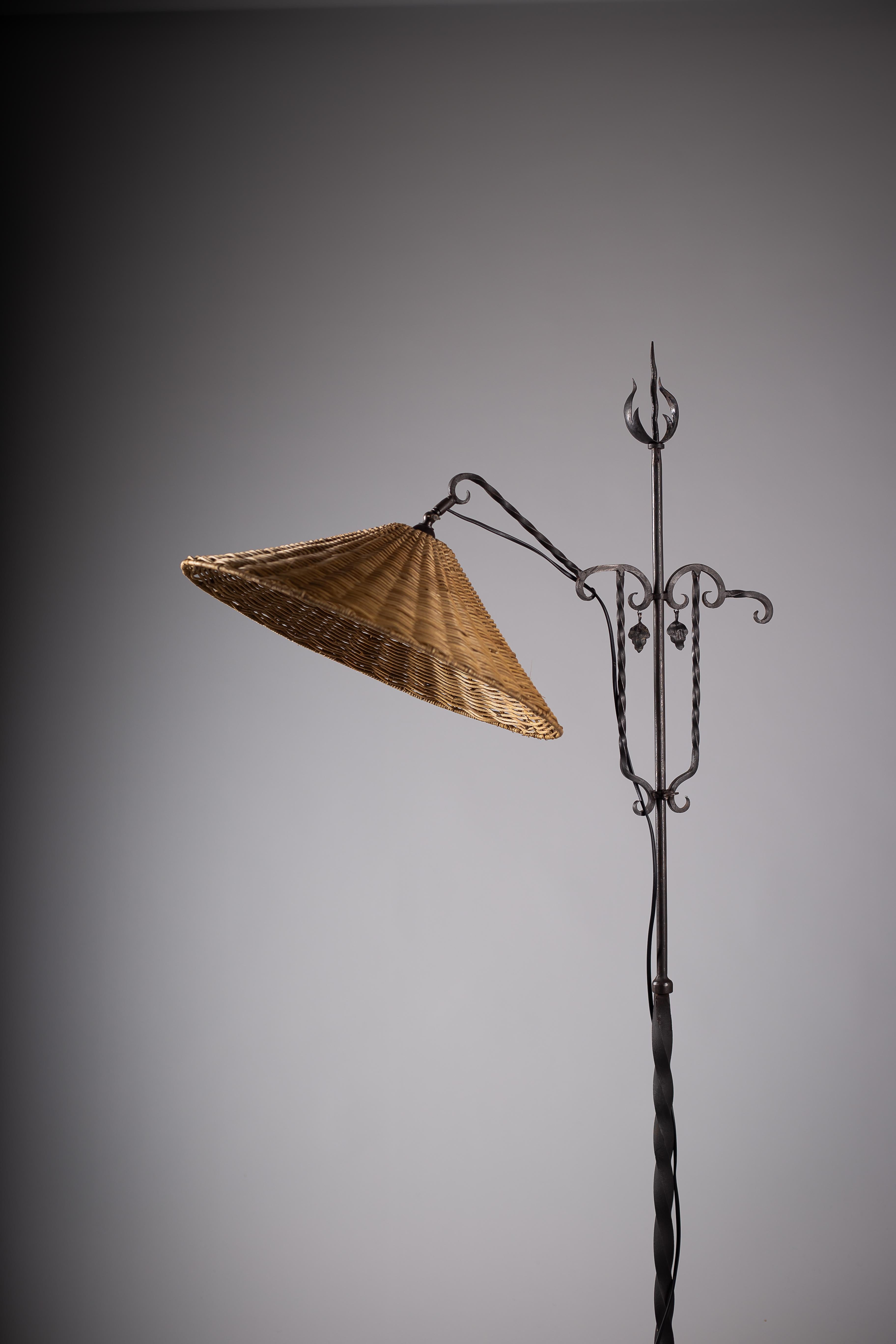 Scandinavian Modern Taidetakomo Antti Hakkarainen, Finnish 1930s Wrought Iron Floor Lamp For Sale