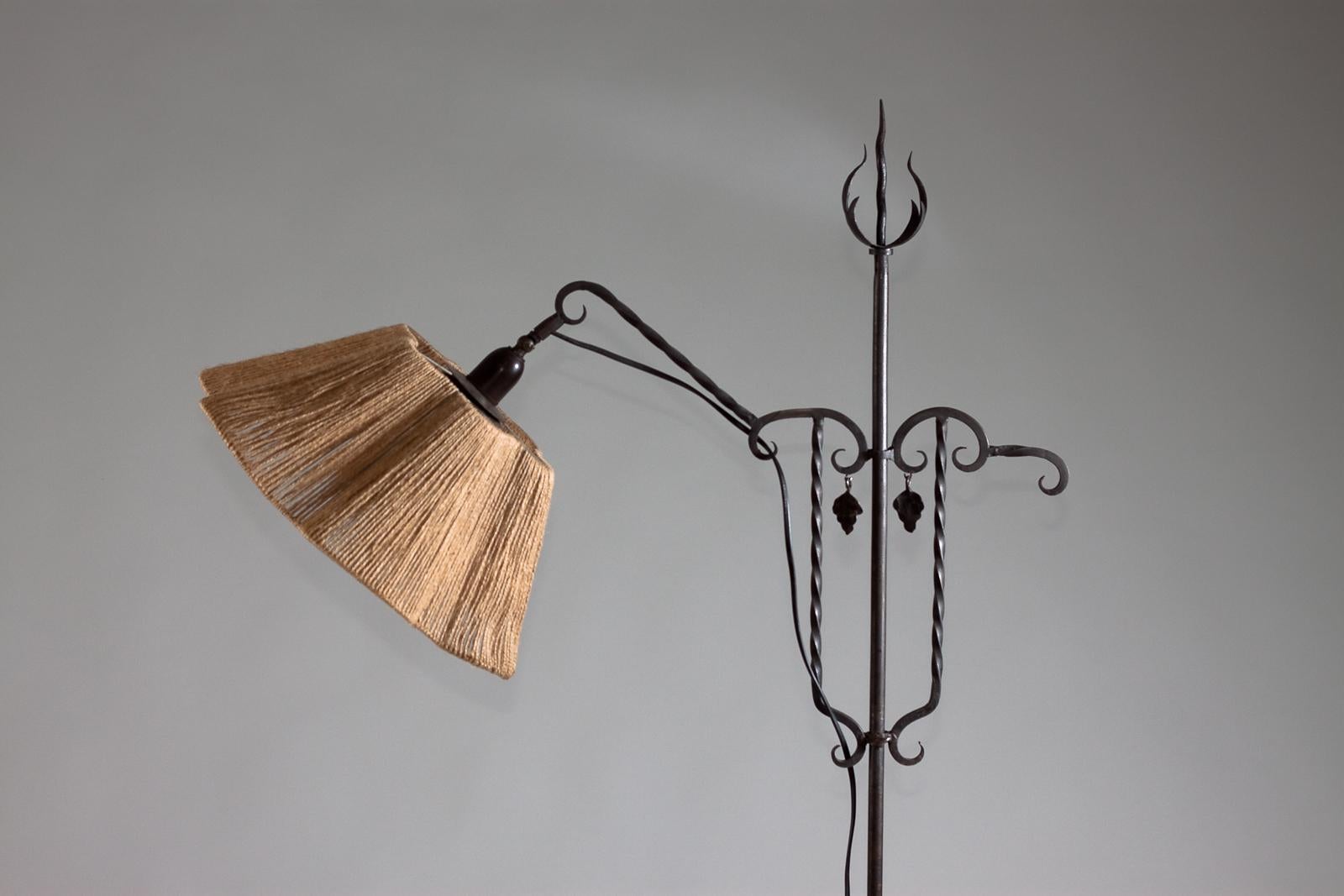 Taidetakomo Antti Hakkarainen, Finnish 1930s Wrought Iron Floor Lamp For Sale 1