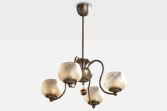 Taidetakomo Hakkarainen, Kronleuchter, Messing, Glas, Finnland, 1930er Jahre