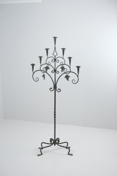Taidetakomo Hakkarainen Wrought Iron Floor Candleholder, 1930s
