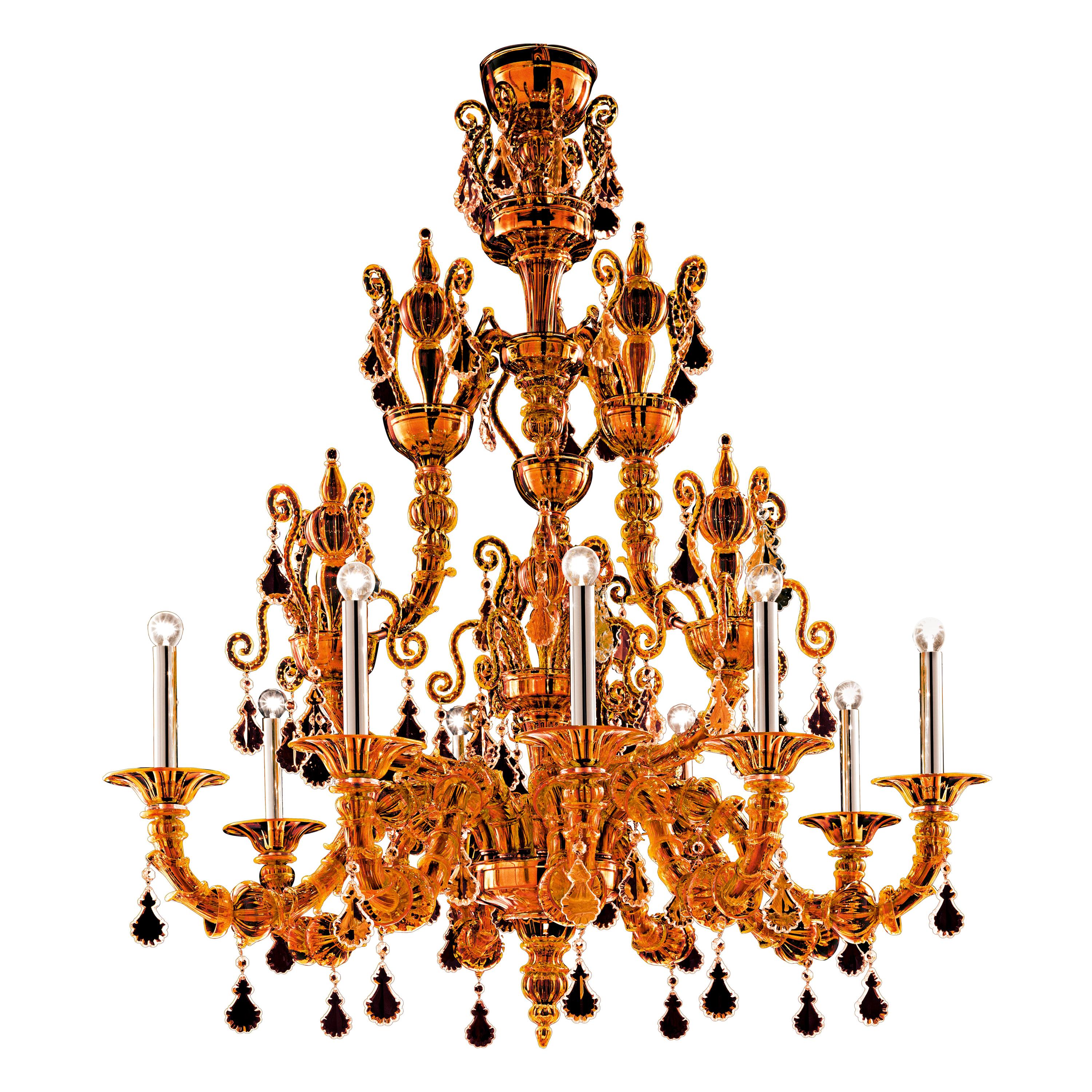 Taif 5350 09 Chandelier in Glass with Chrome, by Barovier&Toso