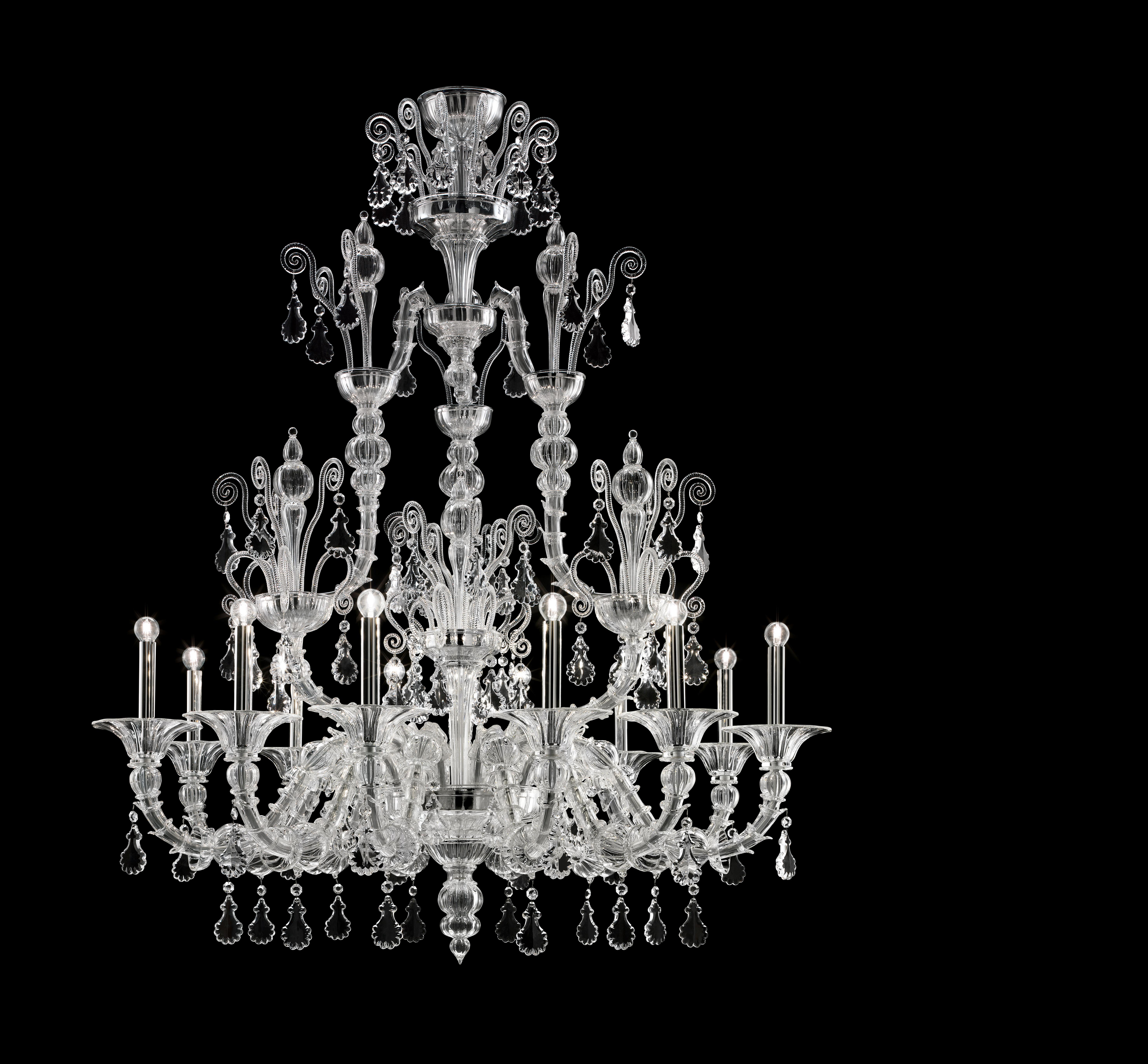 Taif 5350 12 Chandelier in Glass with Chrome, by Barovier&Toso 1