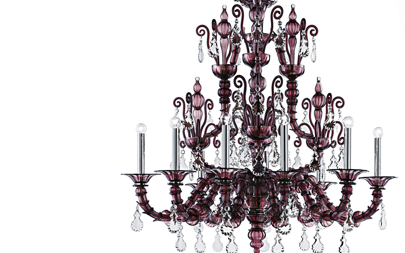 Gold Plate Taif 5350 12 Chandelier in Gold Glass, by Barovier&Toso