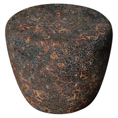 Taiko Handmade Ceramic Drum End Table or Stool, in Oxide Bloom Reactive Glaze