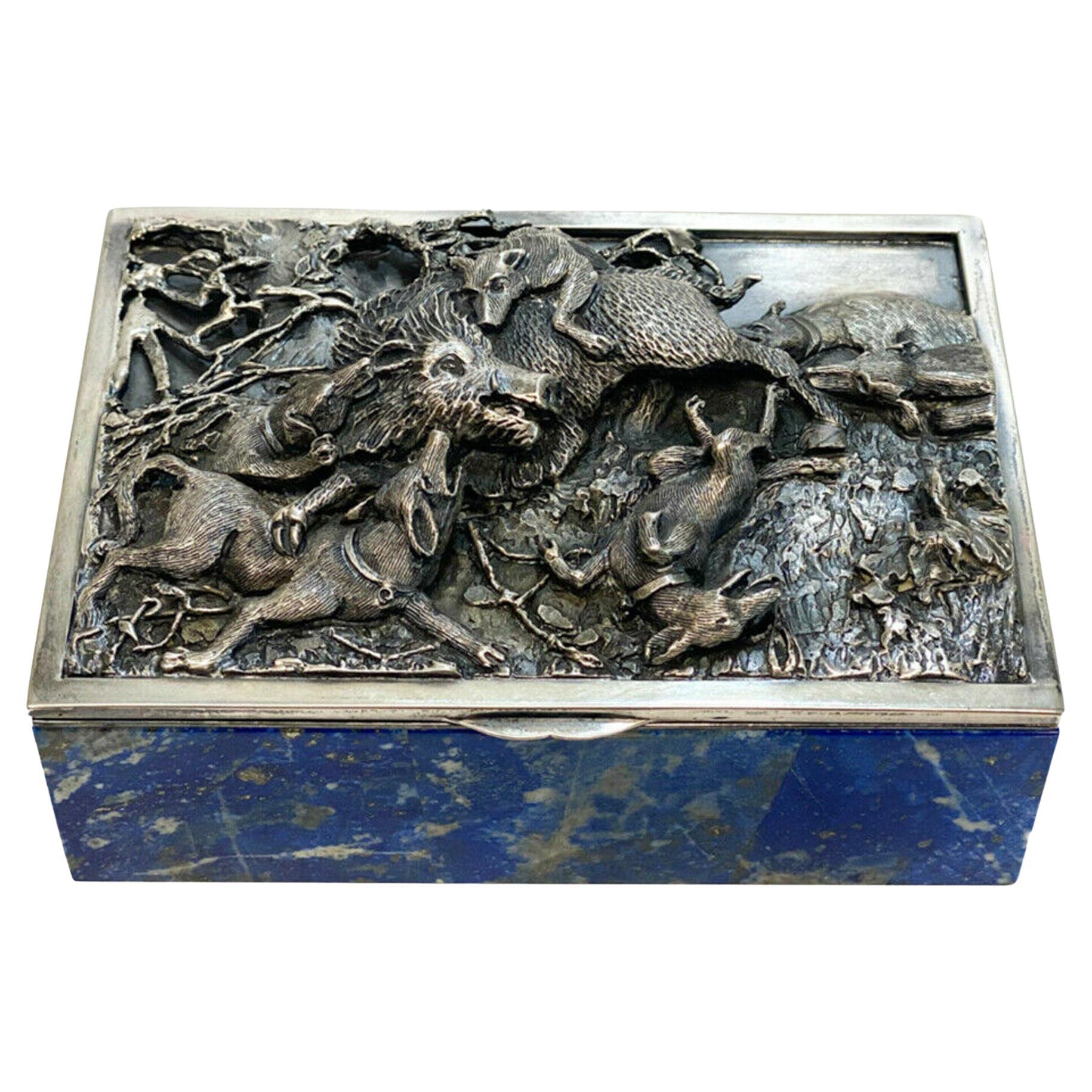  Taillan Adriano Dunhill 800 Silber Lapislazuli Boxm um 1970 im Angebot