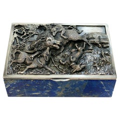 Retro  Taillan Adriano Dunhill 800 Silver Lapis Lazuli Boxm circa 1970