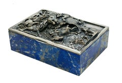 Taillan Adriano for Dunhill Silver Lapis Lazuli and White Quartz Cigarette Box