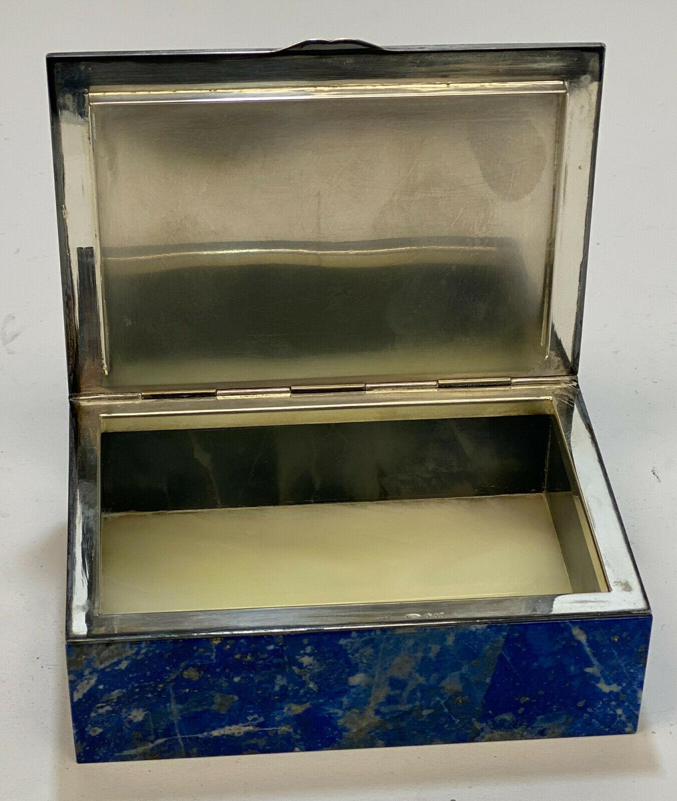 Taillan Adriano for Dunhill Silver Lapis Lazuli and White Quartz Cigarette Box In Good Condition For Sale In Pasadena, CA