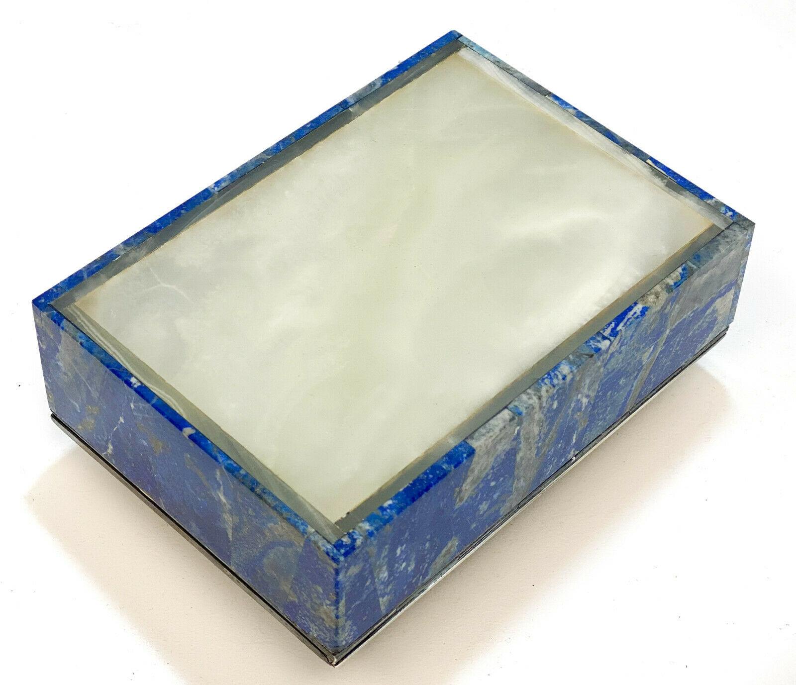 Taillan Adriano for Dunhill Silver Lapis Lazuli and White Quartz Cigarette Box For Sale 1