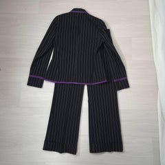 Ralph Lauren pinstripe pantsuit y2k black with purple piping