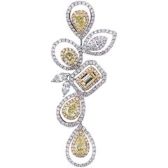 Tailor Made 18 Karat White and Yellow Gold, and Diamond Earring and Pendant Set