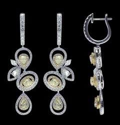 Tailor Made 18 Karat White and Yellow Gold, and Diamond Earring and Pendant Set