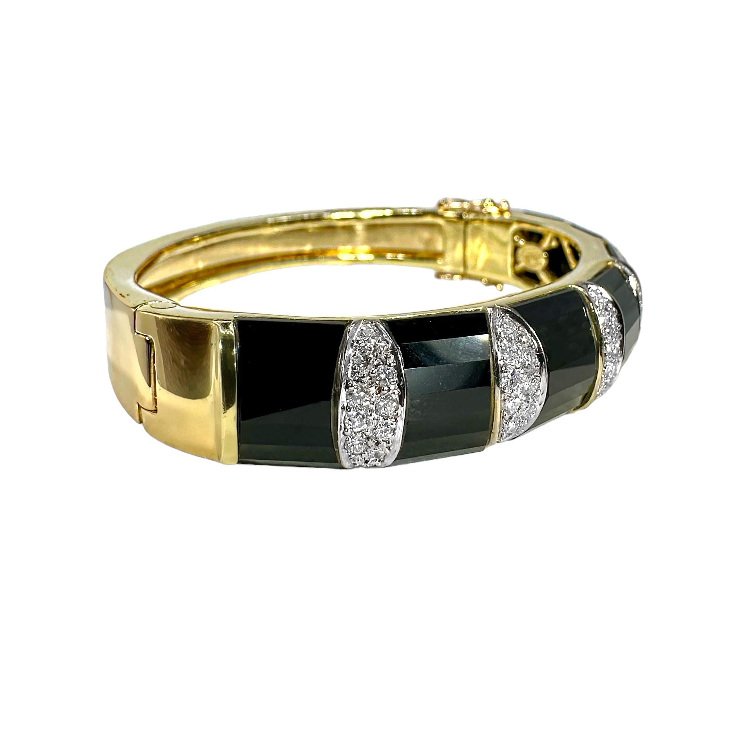 Tailored 18K Gold, Onyx and Diamond Bracelet by La Triomphe 2