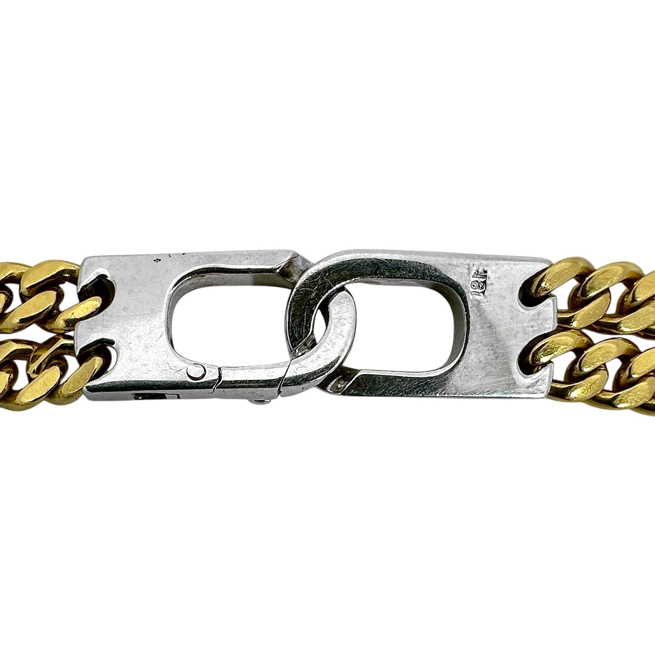 Taille brillant Choker à double rangée de maillons cubains en or jaune 18 carats avec station centrale en diamants en vente