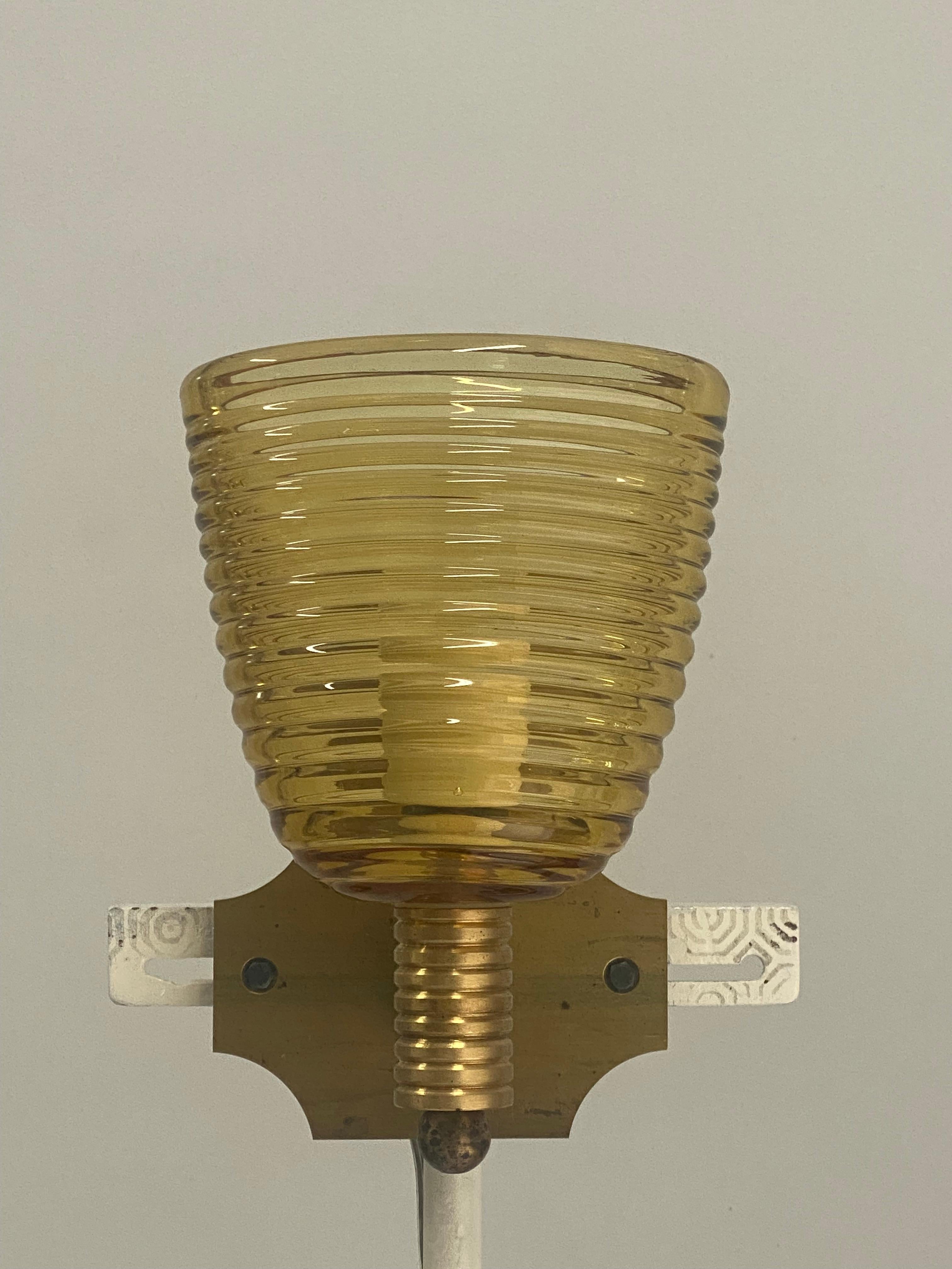Pareja de apliques de ámbar de Murano a medida longitud 13 cm para el Sr. Bronson años 90 Italia en Excelente estado para la venta en Villaverla, IT