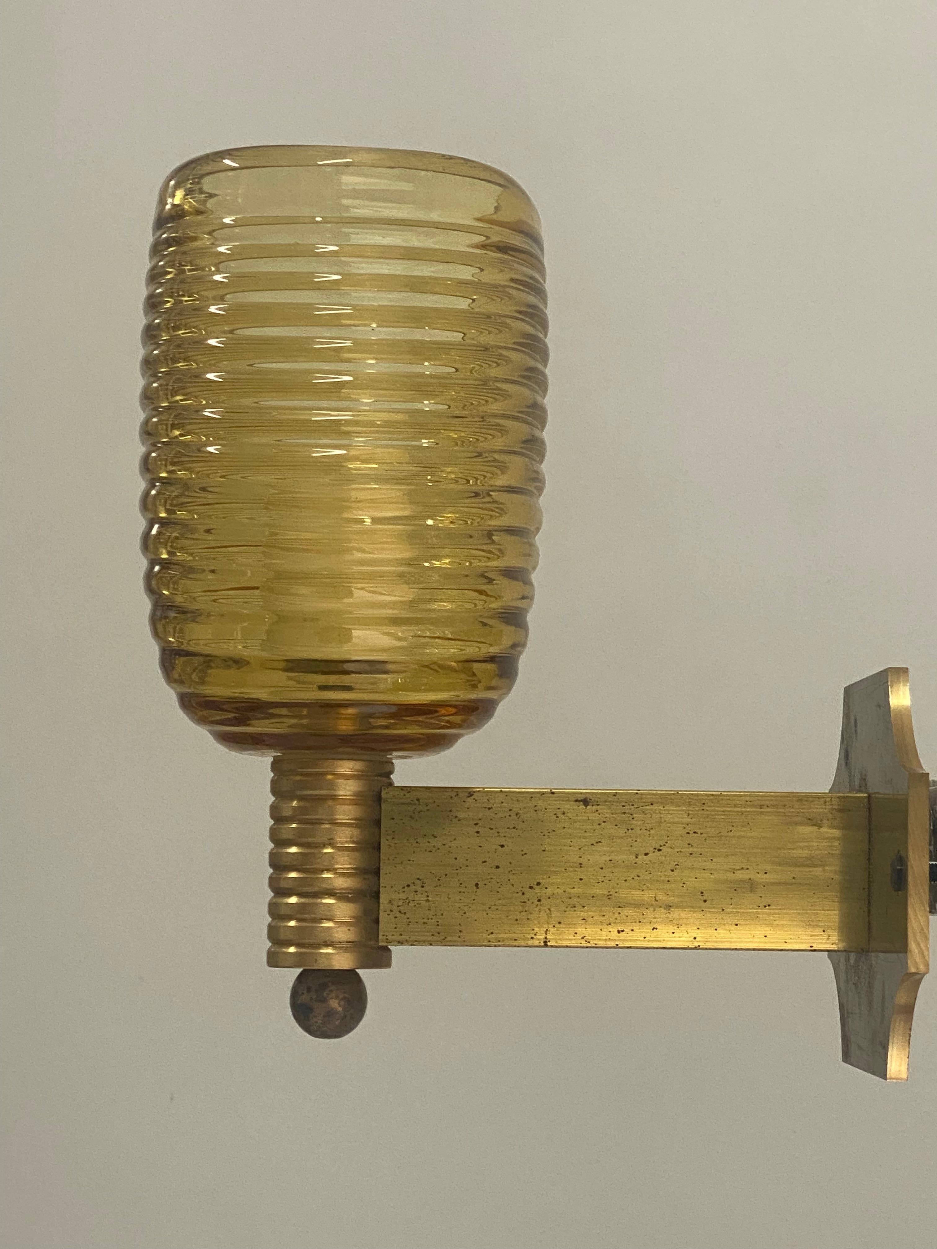 Pareja de apliques de ámbar de Murano a medida longitud 13 cm para el Sr. Bronson años 90 Italia en venta 1