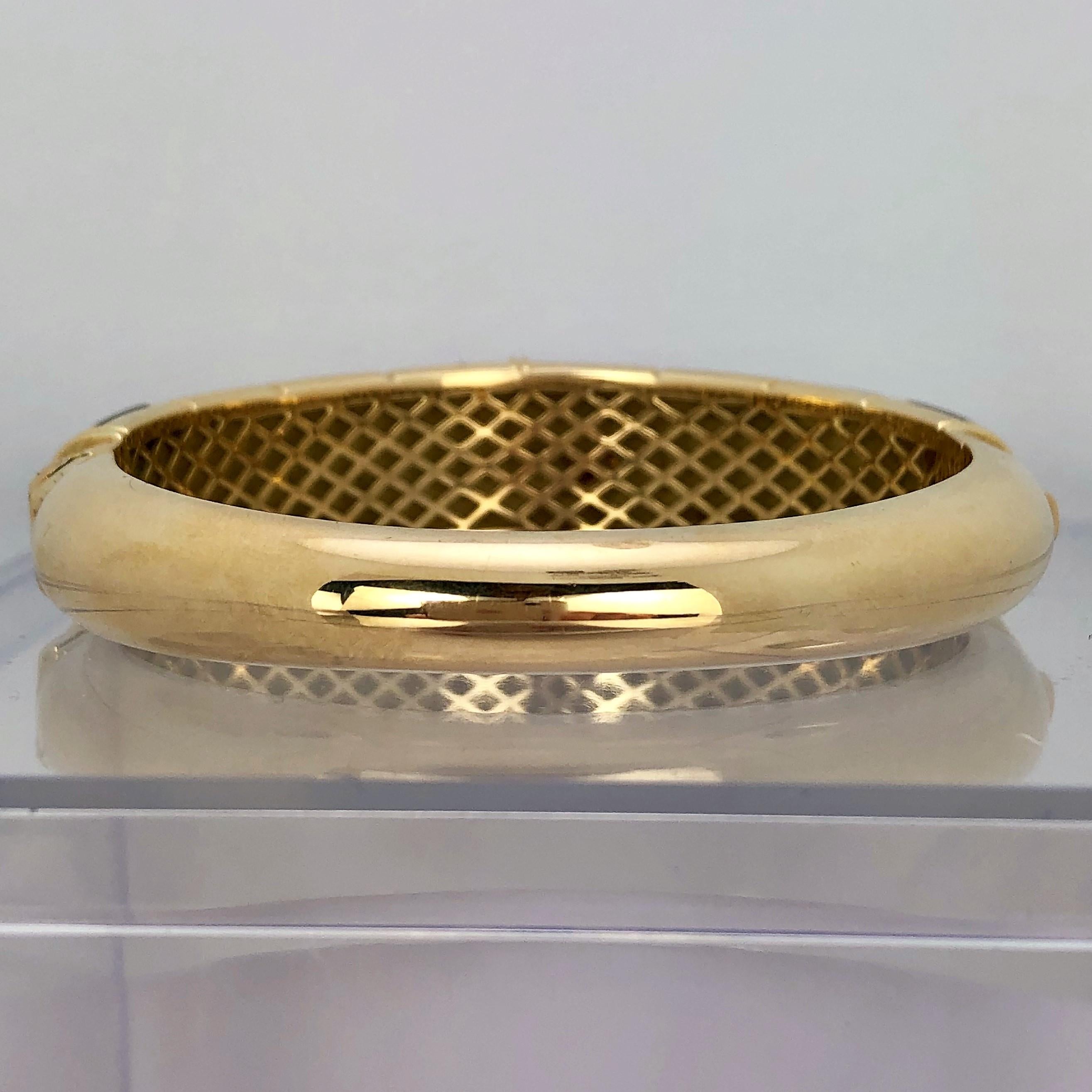 Women's Tailored Onyx, Gold and Diamond Bangle for a Large Wrist Size For Sale