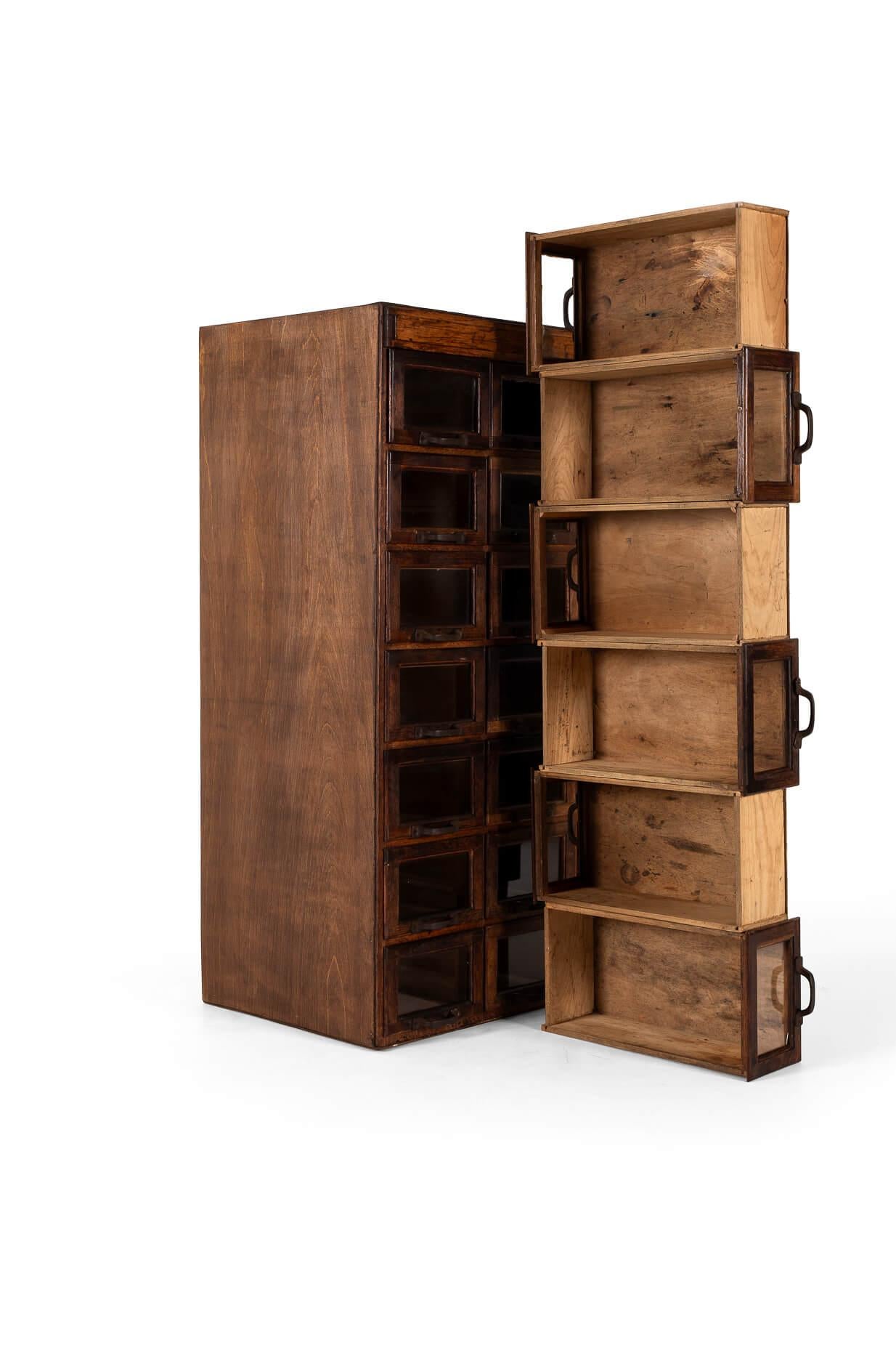 Hand-Carved Tailors Haberdashery Cabinet For Sale