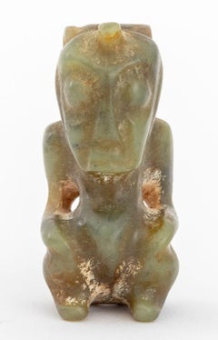 Taino Pre-Columbian Carved Jade Zemi Pendant