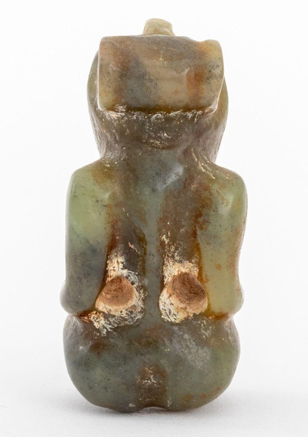 Hand-Carved Taino Pre-Columbian Carved Jade Zemi Pendant For Sale