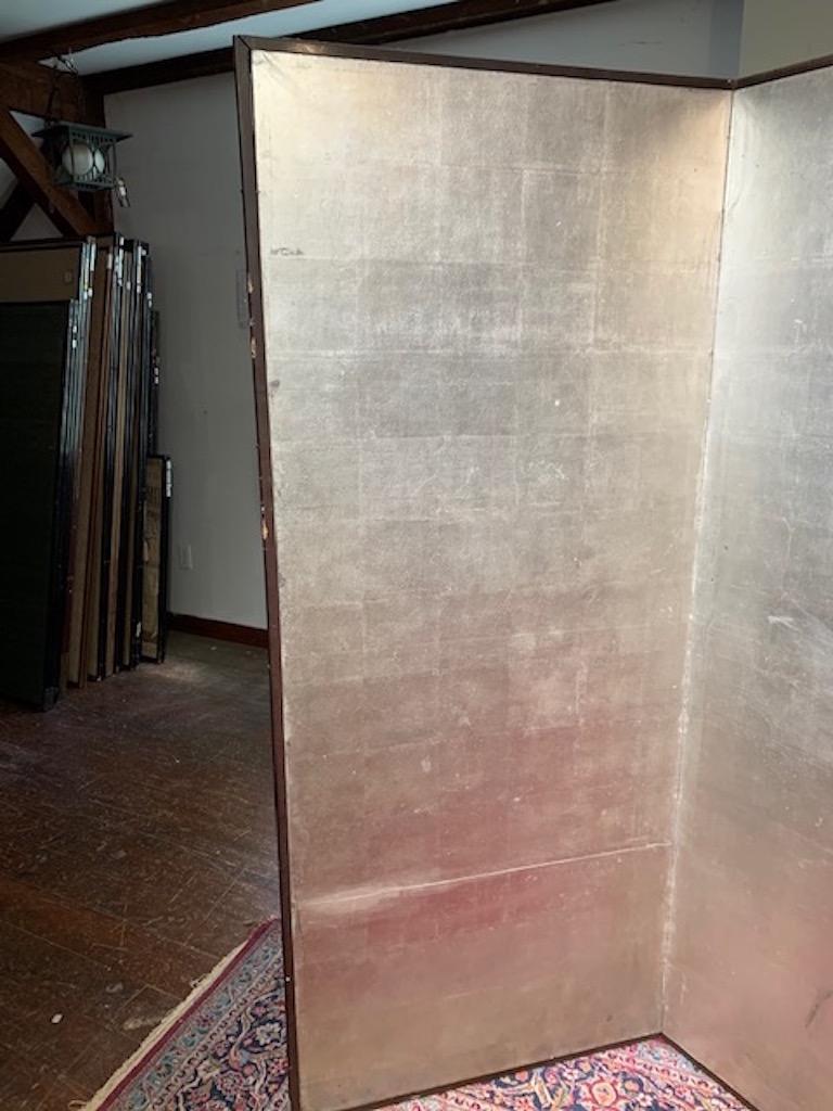 Japanese Taisho 4-Panel Silver Screen For Sale