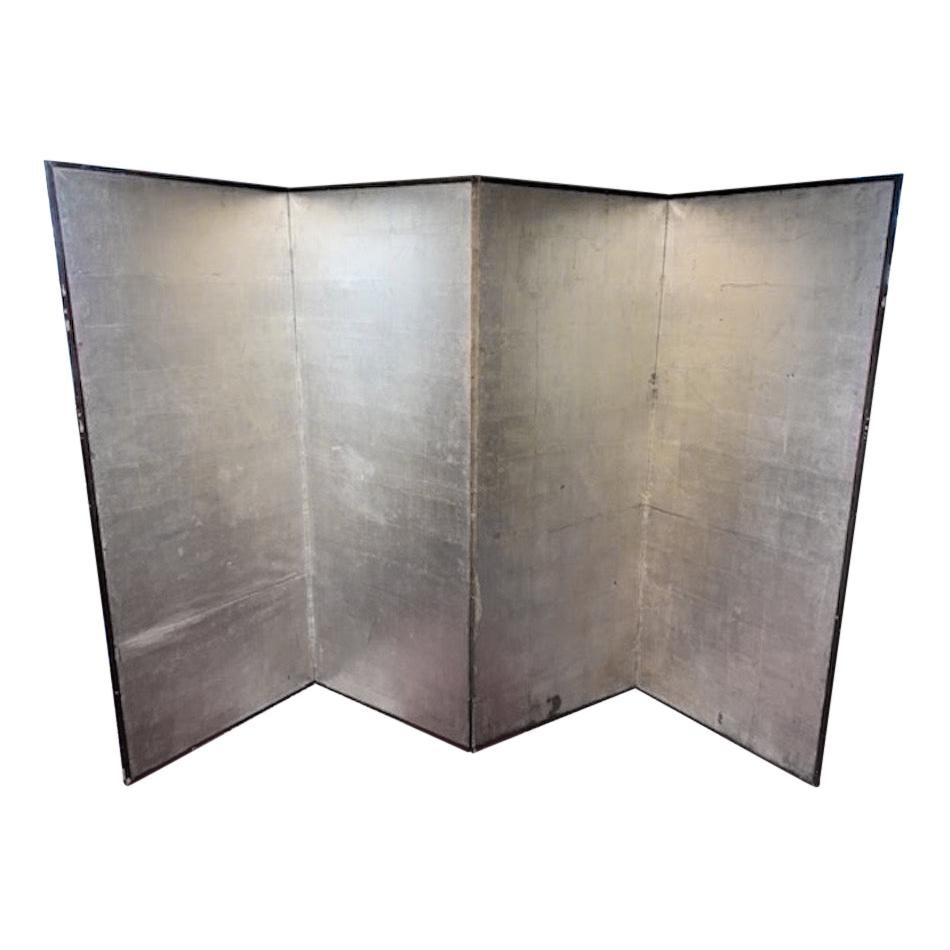 Taisho 4-Panel Silver Screen For Sale