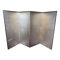 Antique Taisho 4-Panel Silver Screen