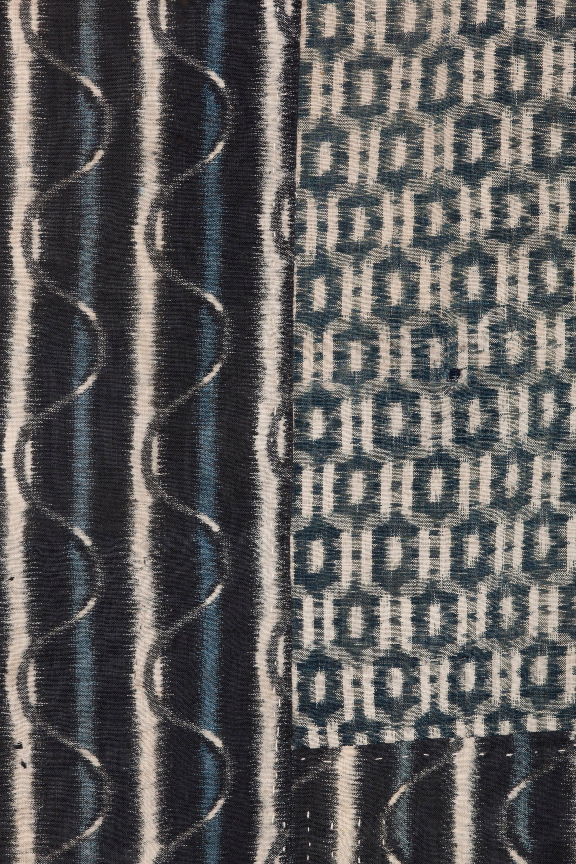 Taisho Era Japanese Kasuri Boro Patchwork Textile In Good Condition In New York, NY