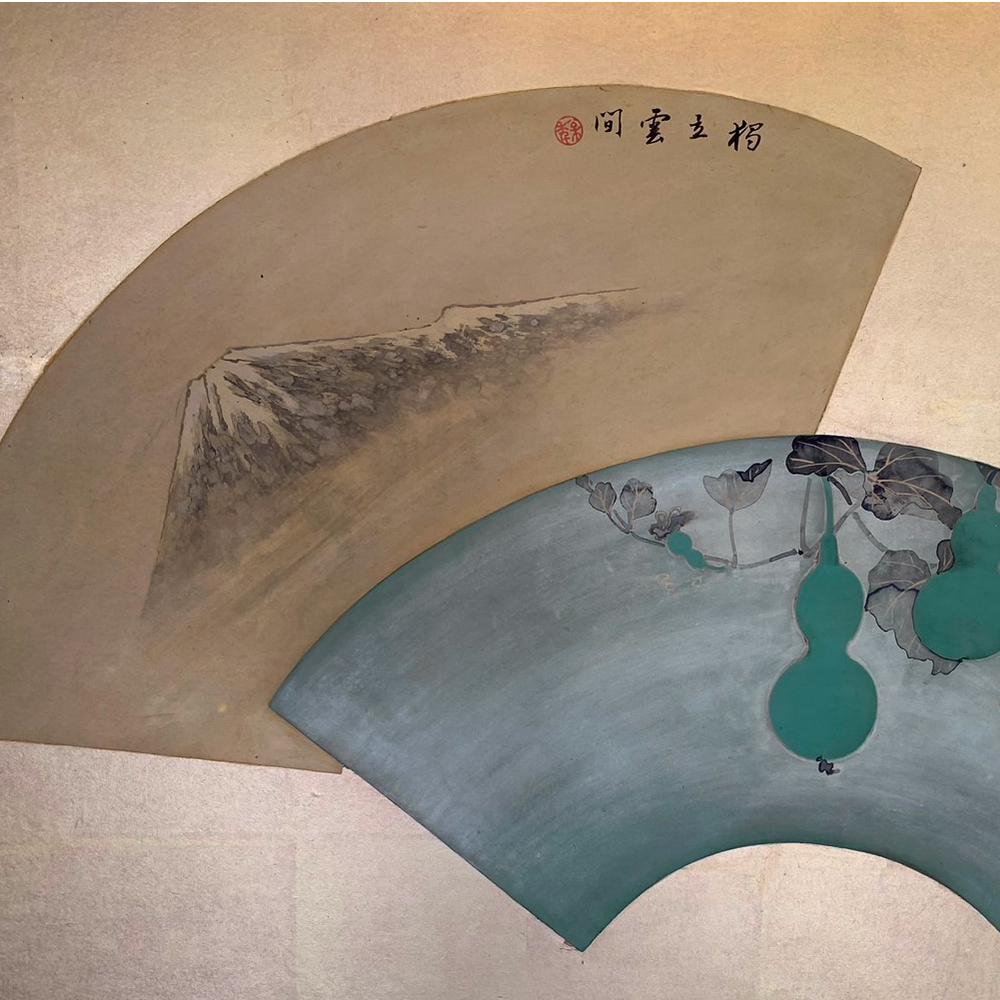 Gold Leaf Taisho Golden Fan Screen For Sale