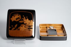 Taisho Imperial Gold Maki-e Flower Basket Suzuribako by Tozan