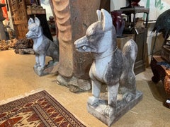 Taisho Period Fushimi Stone Kitsune, 'Shinto Shrine Temple Foxes'