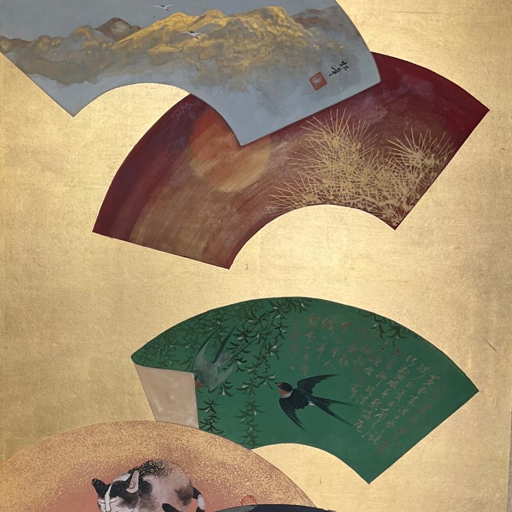 Taisho Golden Fan Screen

Period: Meiji
Size: 190x171 cm
SKU: PTA112

Step into a world of elegance with our exquisite two-panel Taisho screen adorned in gold, depicting fans adorned with various traditional Japanese scenes. Each fan showcases a